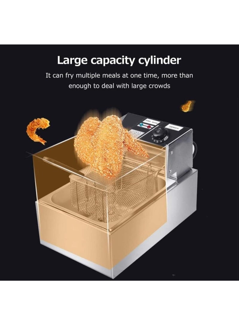 YelaJoy قلاية عميقة 6 لتر 2500 واط قلاية زيت كهربائية مع تحكم في درجة الحرارة من الفولاذ المقاوم للصدأ للاستخدام المنزلي والمطاعم - Image 3