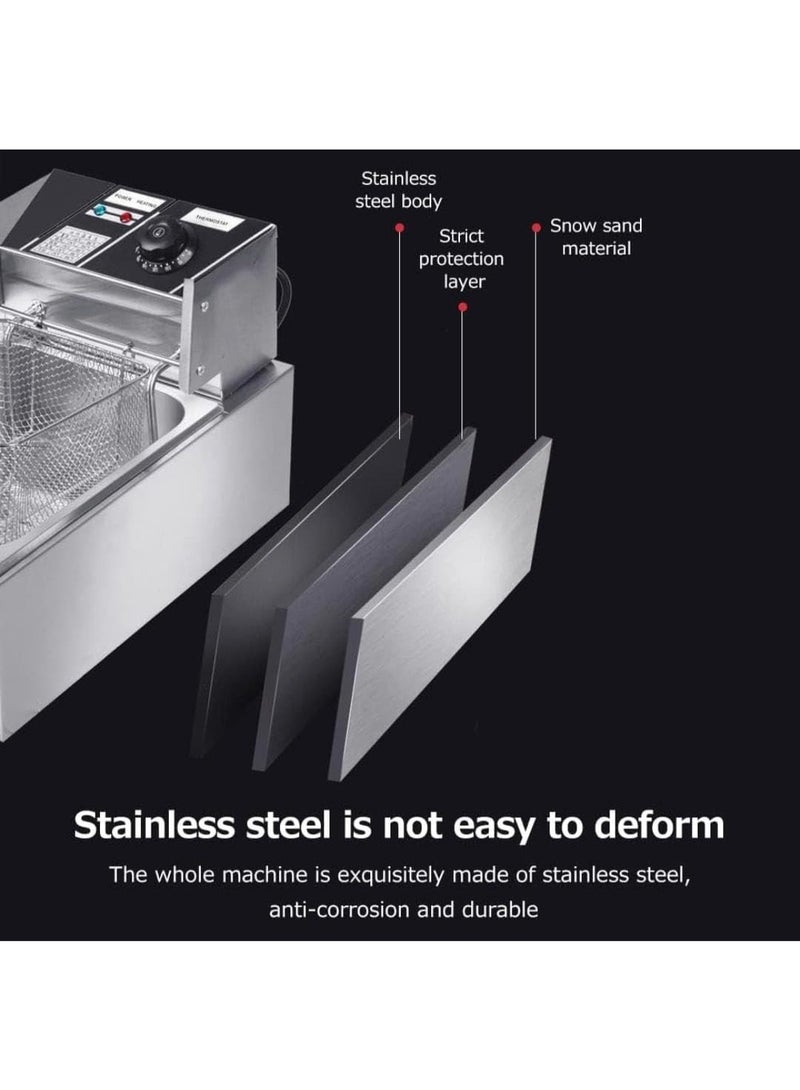 YelaJoy قلاية عميقة 6 لتر 2500 واط قلاية زيت كهربائية مع تحكم في درجة الحرارة من الفولاذ المقاوم للصدأ للاستخدام المنزلي والمطاعم - Image 4