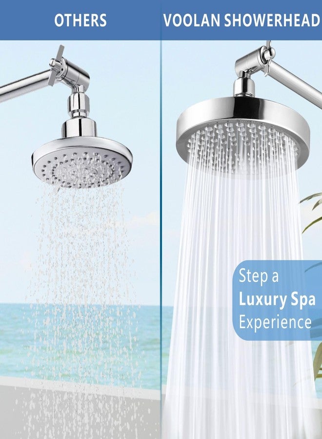 Voolan Rain Shower Head with Extension Arm - High Pressure Rainfall Showerhead - Luxury Modern Look - Comfortable Shower Experience Even at Low Water Flow (Round, Chrome) - Image 2