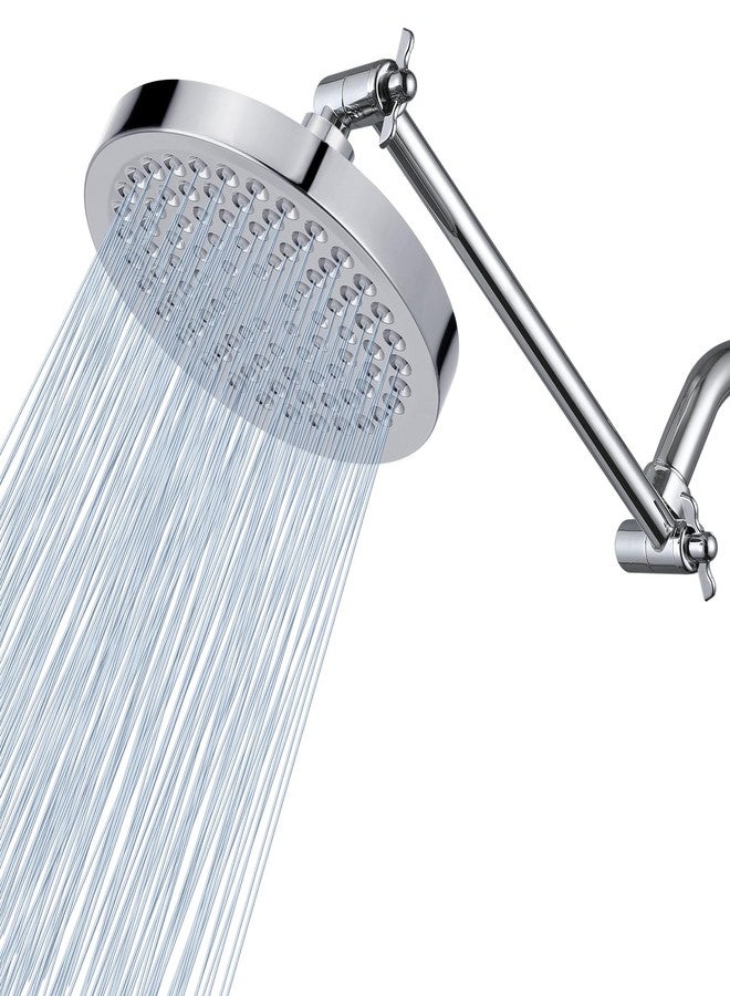 Voolan Rain Shower Head with Extension Arm - High Pressure Rainfall Showerhead - Luxury Modern Look - Comfortable Shower Experience Even at Low Water Flow (Round, Chrome) - Image 1
