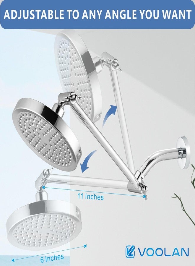 Voolan Rain Shower Head with Extension Arm - High Pressure Rainfall Showerhead - Luxury Modern Look - Comfortable Shower Experience Even at Low Water Flow (Round, Chrome) - Image 5