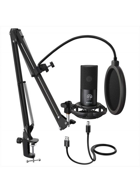 Studio Condenser USB Microphone Computer PC Microphone Kit with Adjustable Boom Arm Stand Shock Mount for Instruments Voice Overs Recording Podcasting YouTube Vocal Gaming Streaming-T669