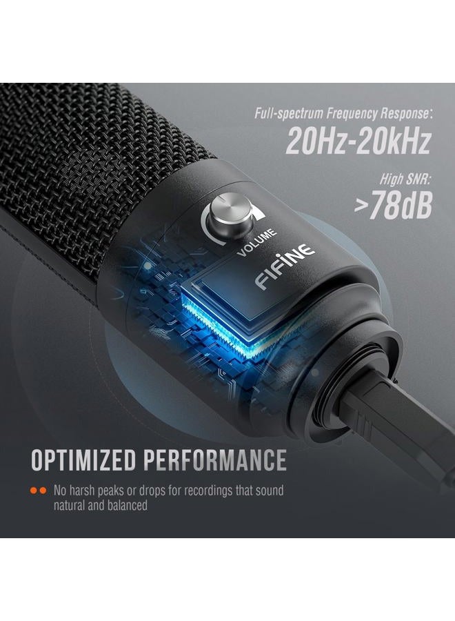 FIFINE طقم ميكروفون USB مكثف للاستوديو للكمبيوتر الشخصي مع ذراع ذراع قابل للتعديل وحامل صدمات للأدوات الصوتية وتسجيل البث الصوتي على YouTube والألعاب الصوتية والبث المباشر-T669 - Image 2