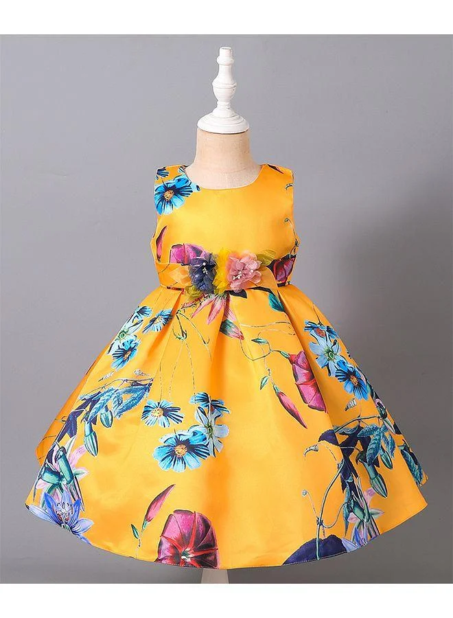 Mark & Mia Mark & Mia Floral Printed Sleeveless Party Dress - Yellow