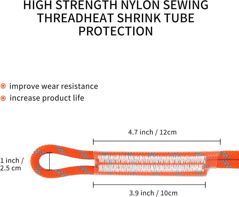 Newdoar 8mm (5/16") Prusik Cord Pre-Sewn, 16KN Nylon Prusik Loop,Multipurpose Rope for Outdoor Climbing Arborist Mountaineering Rope - Image 4