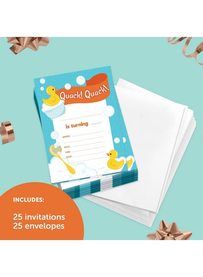 Desert Cactus بطاقات دعوة عيد ميلاد سعيد على شكل بطة مطاطية (25 قطعة) مع مظاريف لحفلات البنات والأولاد والأطفال (25 قطعة) - Image 3