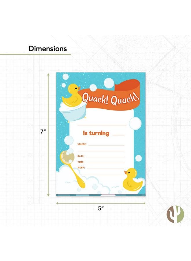 Desert Cactus بطاقات دعوة عيد ميلاد سعيد على شكل بطة مطاطية (25 قطعة) مع مظاريف لحفلات البنات والأولاد والأطفال (25 قطعة) - Image 4