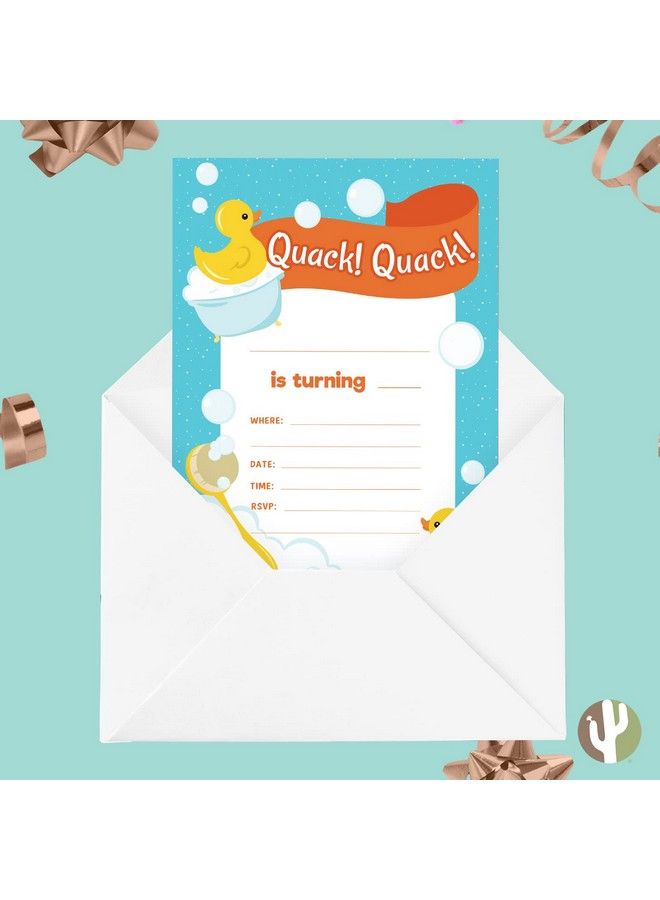 Desert Cactus بطاقات دعوة عيد ميلاد سعيد على شكل بطة مطاطية (25 قطعة) مع مظاريف لحفلات البنات والأولاد والأطفال (25 قطعة) - Image 5