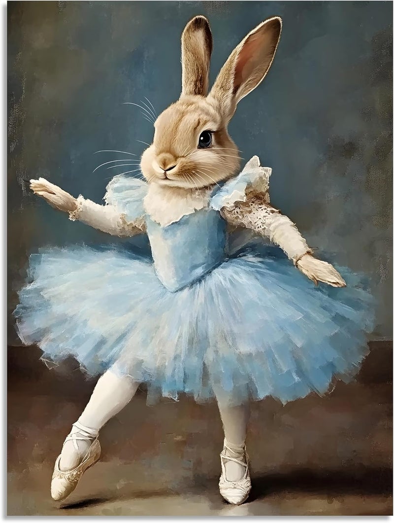 OWNANRTHM Funny Rabbit Portrait Wall Art - Image 2