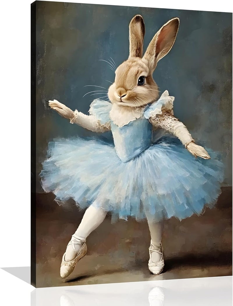 OWNANRTHM Funny Rabbit Portrait Wall Art - Image 1