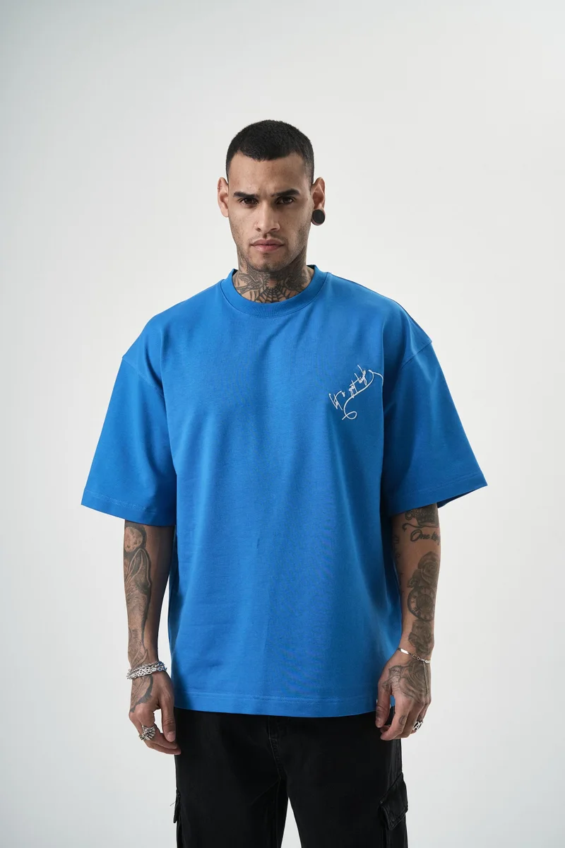 RESPIRE Men's Let's Get Tight Embroidered Oversize T-Shirt, Blue