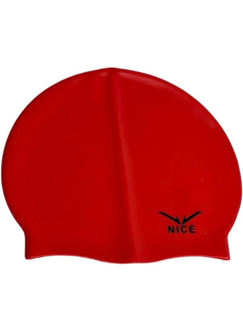 نايس جو سويم قبعة سباحة للاطفال من كيوشوب®️ ، قبعة سباحة من السيليكون المتين للاولاد والبنات الصغار، قبعات سباحة مقاومة للماء، قبعات سباحة مريحة للاطفال بتصميم بسيط للشعر الطويل والقصير بوني - Image 4