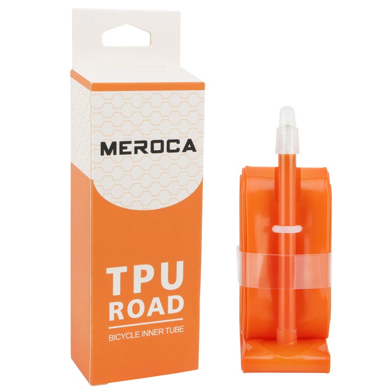 MEROCA TPU inner tube road bike lightweight inner tube 700C*23-35C bicycle inner tube FV Faber 65L-orange - Image 1