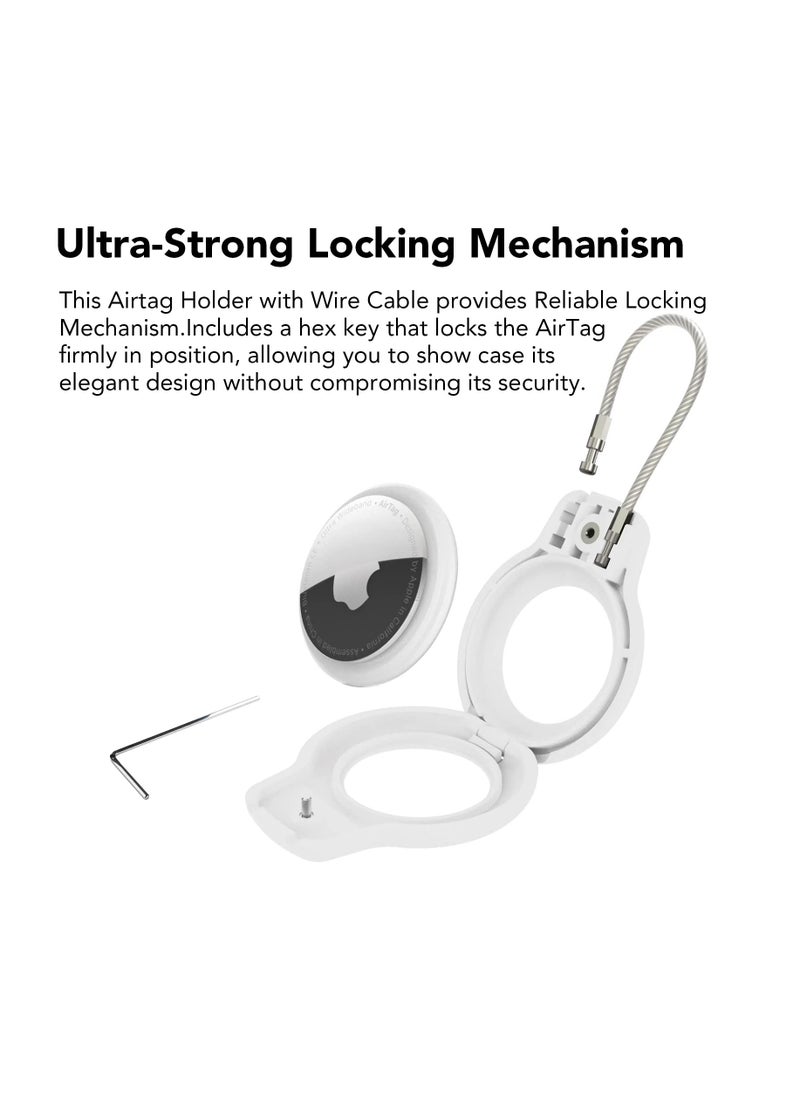 Anmi Compatible with Apple AirTag Secure Holder with Wire Cable, 2 Pack Air Tag Lock Case Keychain Key Ring Key Chain Luggage tag for Keys, Luggage More Men Women's Keyrings  - Image 2