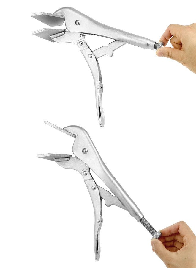QWORK 10" Locking Sheet Metal Clamp, 2 Pack Welding Locking Plier Tools, Heavy Duty Sheet Metal Grip Tool, Adjustable Opening Nickle Plated Welding Plier - Image 3