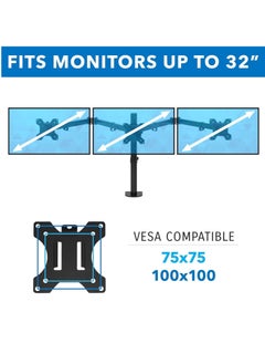 بيوينتي Triple Monitor Desk Mount – 3 Screen Stand with Clamp  Grommet Base, Fits 24  - Image 4
