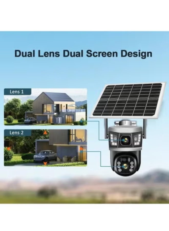JAJEEK 8MP Dual Lens 360° Outdoor WiFi Solar CCTV Security Camera with V380 Pro App – Full-Color Night Vision, PIR + AI Human Detection, Waterproof PTZ Camera with 2-Way Audio & 64GB SD Card - Image 4