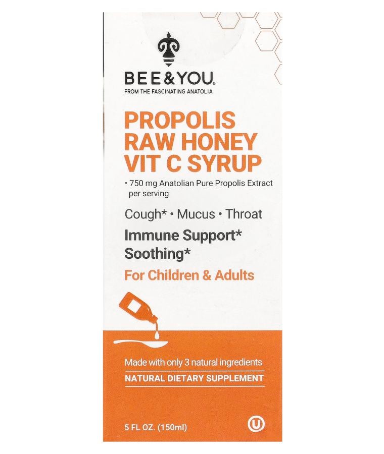 BEE & YOU Propolis Raw Honey Vit C Syrup 5 fl oz (150 ml)