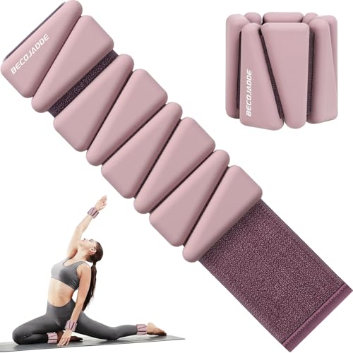 BECOJADDE Ankle Weights Set of 2 1 lb Each Adjustable Wrist Weights for Women Men Wearable Arm Leg Weight for Pilates Running Walking Workout Yoga Dusty Rose - Image 1