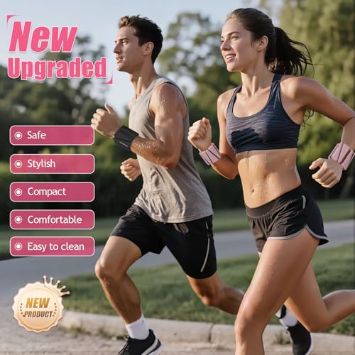 BECOJADDE Ankle Weights Set of 2 1 lb Each Adjustable Wrist Weights for Women Men Wearable Arm Leg Weight for Pilates Running Walking Workout Yoga Dusty Rose - Image 3