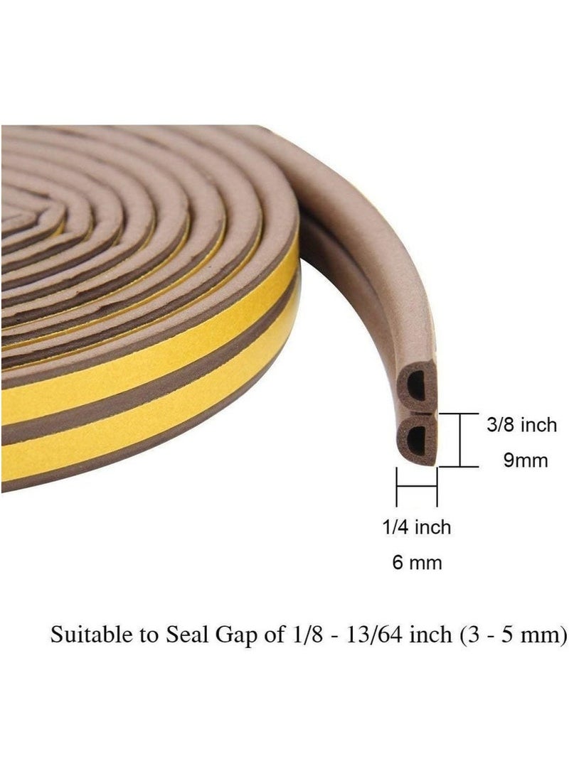 Foam Weather Seal Strip for Sliding Windows, Doors Frame Side, Pile Self Adhesive Window Seal Tape for Door Draft Stopper, SoundProof Winter Insulation, 10M, Coffee  - Image 2