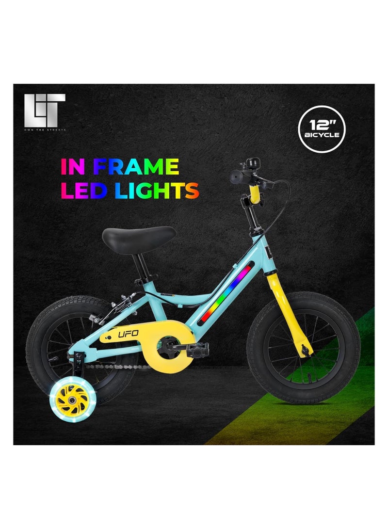 ليت دراجة أطفال ليت يو إف أو ١٢ مينت مزودة بإضاءة ليد مدمجة في الإطار، متوفرة باللون النعناعي، مناسبة للأولاد والبنات. - Image 5