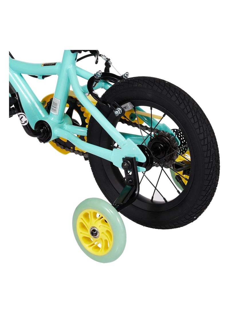 ليت دراجة أطفال ليت يو إف أو ١٢ مينت مزودة بإضاءة ليد مدمجة في الإطار، متوفرة باللون النعناعي، مناسبة للأولاد والبنات. - Image 3