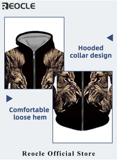 REOCLE Men's 2 Pcs Hoodie Set Sweatshirt Suit 3D Printed Long Sleeve Hoodie with Zipper Trackpant Casual Suit  - Image 5
