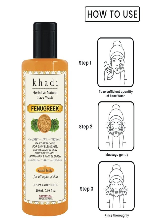 Satvayush Khadi Fenugreek (Methi) Face Wash/Cleanser Sls & Paraben Free Natural & Herbal for Nourishment & Moisturization, Refreshing, Anti-acne & Pimples - 210 ml (Pack of 2) - Image 4