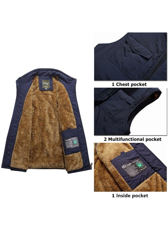 Vcansion Men's Outdoor Casual Stand Collar Padded Vest Coat, Black, XXL - Image 3