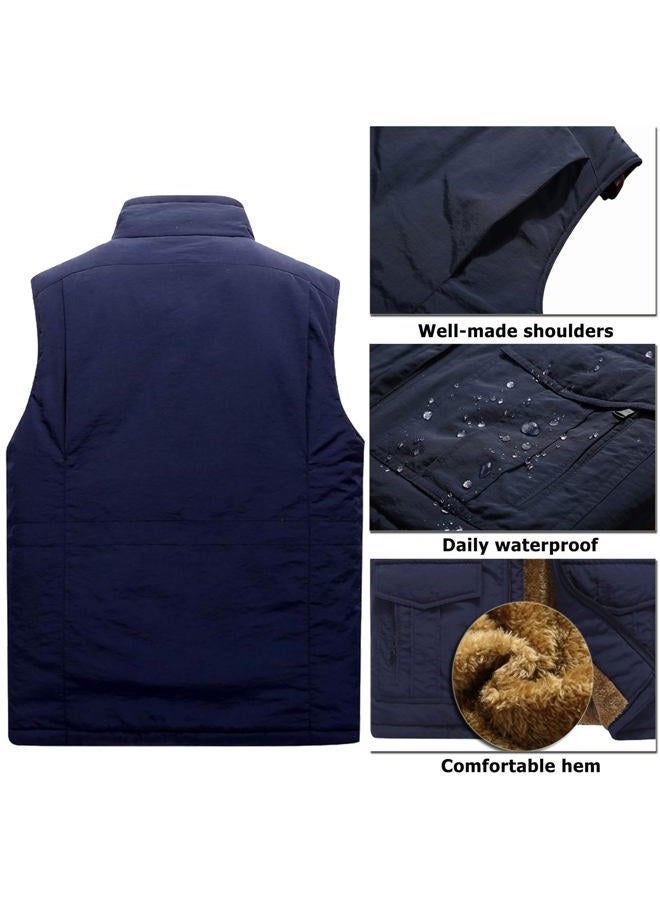 Vcansion Men's Outdoor Casual Stand Collar Padded Vest Coat, Black, XXL - Image 4
