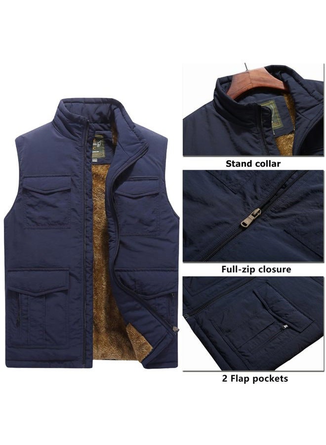 Vcansion Men's Outdoor Casual Stand Collar Padded Vest Coat, Black, XXL - Image 2