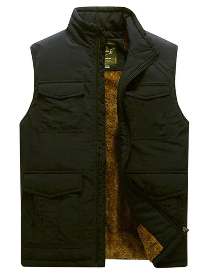 Vcansion Men's Outdoor Casual Stand Collar Padded Vest Coat, Black, XXL - Image 1