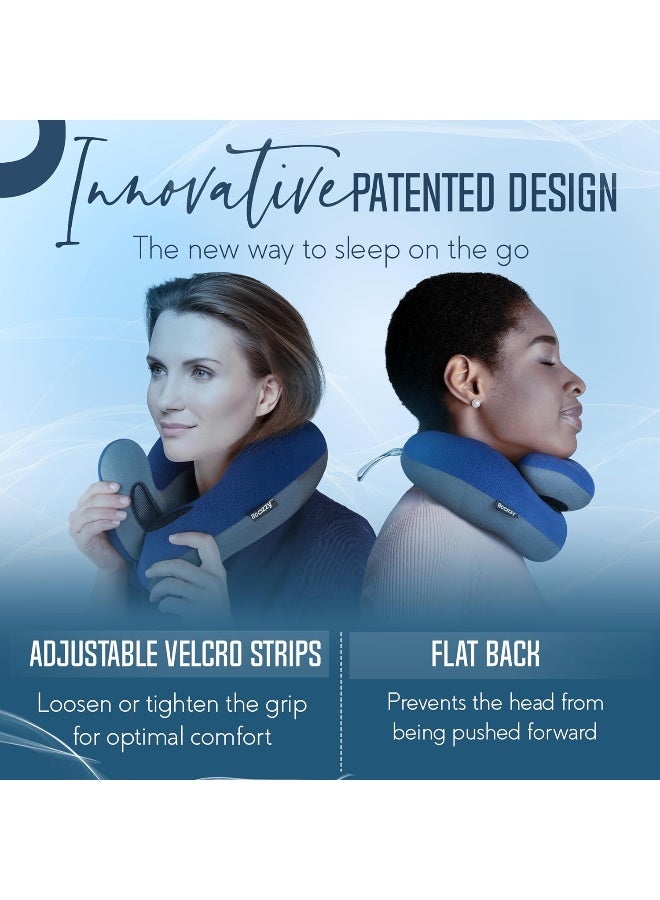 BCOZZY Travel Neck Pillow for Airplane Patented Double Support for Head Neck and Chin Best for Long Flights Plane Sleeping Car Rides Adjustable Size Fully Washable Carry Bag XLarge Black - Image 4