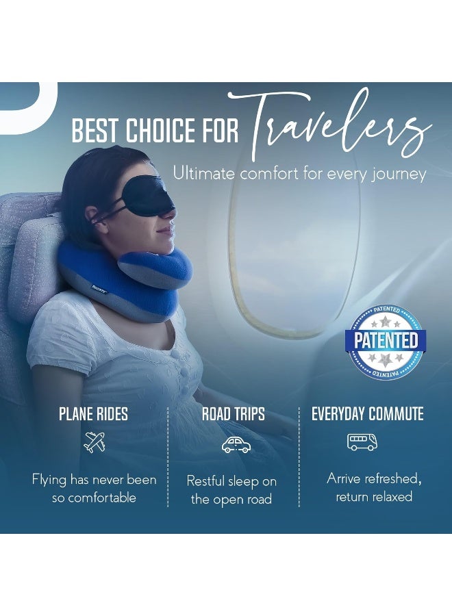 BCOZZY Travel Neck Pillow for Airplane Patented Double Support for Head Neck and Chin Best for Long Flights Plane Sleeping Car Rides Adjustable Size Fully Washable Carry Bag XLarge Black - Image 5
