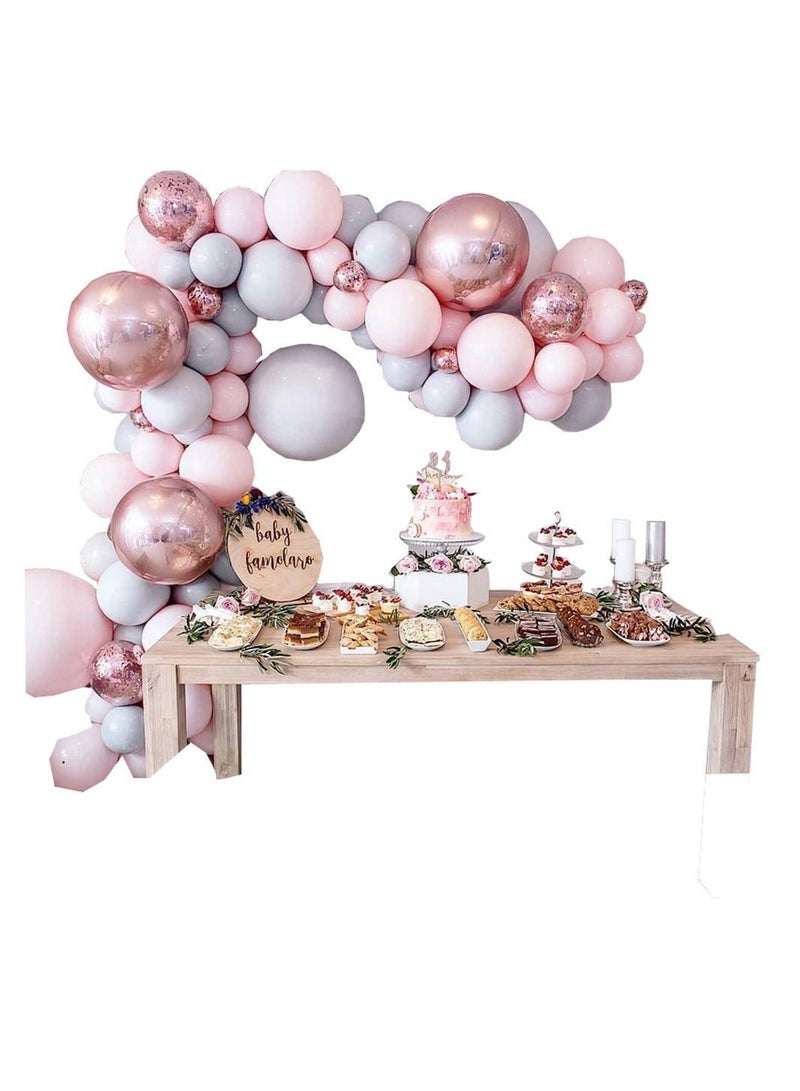 DUNISO 170pcs Multicolor Balloon Garland Arch Kit Metallic Pink and Grey Pastel Latex Balloons Set For Baby Wedding Birthday Party Background Decorations - Image 5