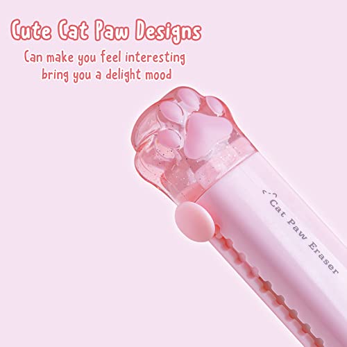 Geluode 4 Pcs Cat Paw Shaped Retractable Erasers, Cute Rubber for Kids, Push-Pull Rubber Eraser for Students Writing Office School Supplies - Image 4