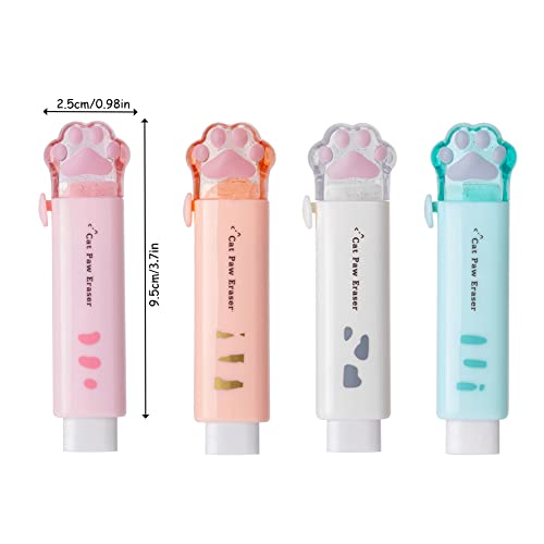 Geluode 4 Pcs Cat Paw Shaped Retractable Erasers, Cute Rubber for Kids, Push-Pull Rubber Eraser for Students Writing Office School Supplies - Image 3