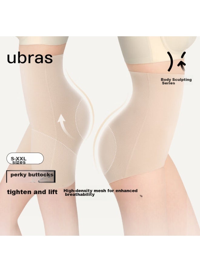 Ubras Breathable Seamless Ultra-high Waist Tummy Control Lifting Three-quarter Length Slimming Women's Underwear, Black Three-quarter Length Panties, XL - Image 1