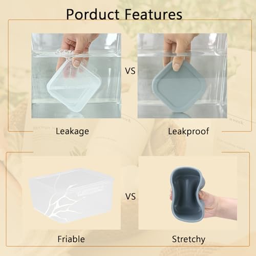 PUTING Square Travel Soap Case, Bar Soap Holder for Dr Squatch, Silicone Soap Case with Soap Saver, Portable Shampoo Bar Soap Box for Shower, Travel, Camp(Cement Gray) - Image 4