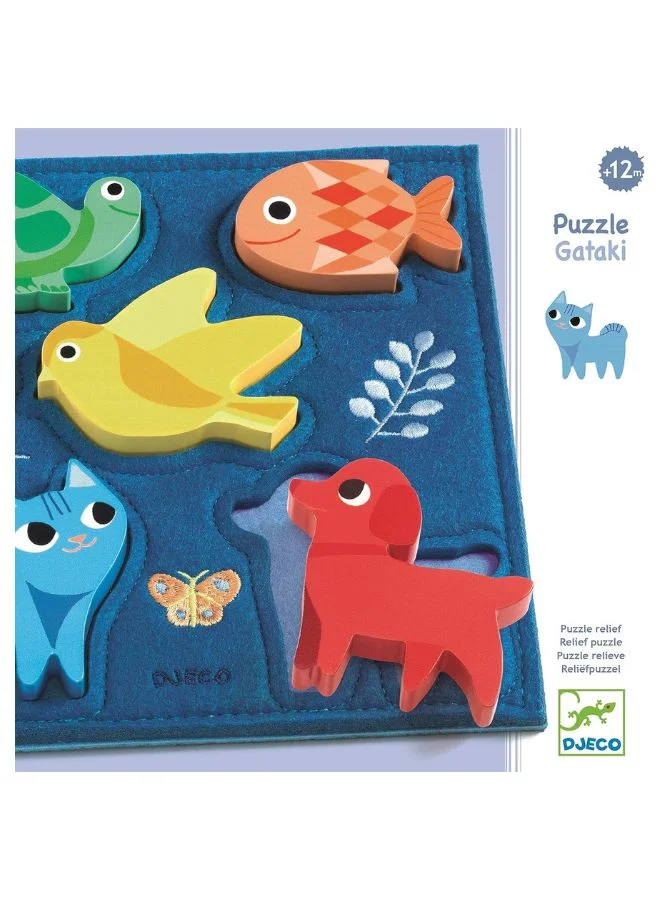 DJECO Felt And Wooden Puzzle - Gataki