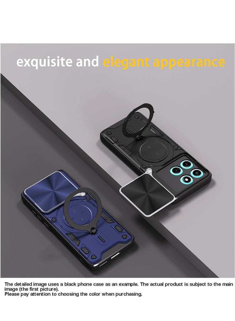 Case for Motorola Edge 60 Fushion with Sliding Camera Cover, Kickstand, PC+TPU Dual-Layer Back Cover,Rose Gold - Image 2