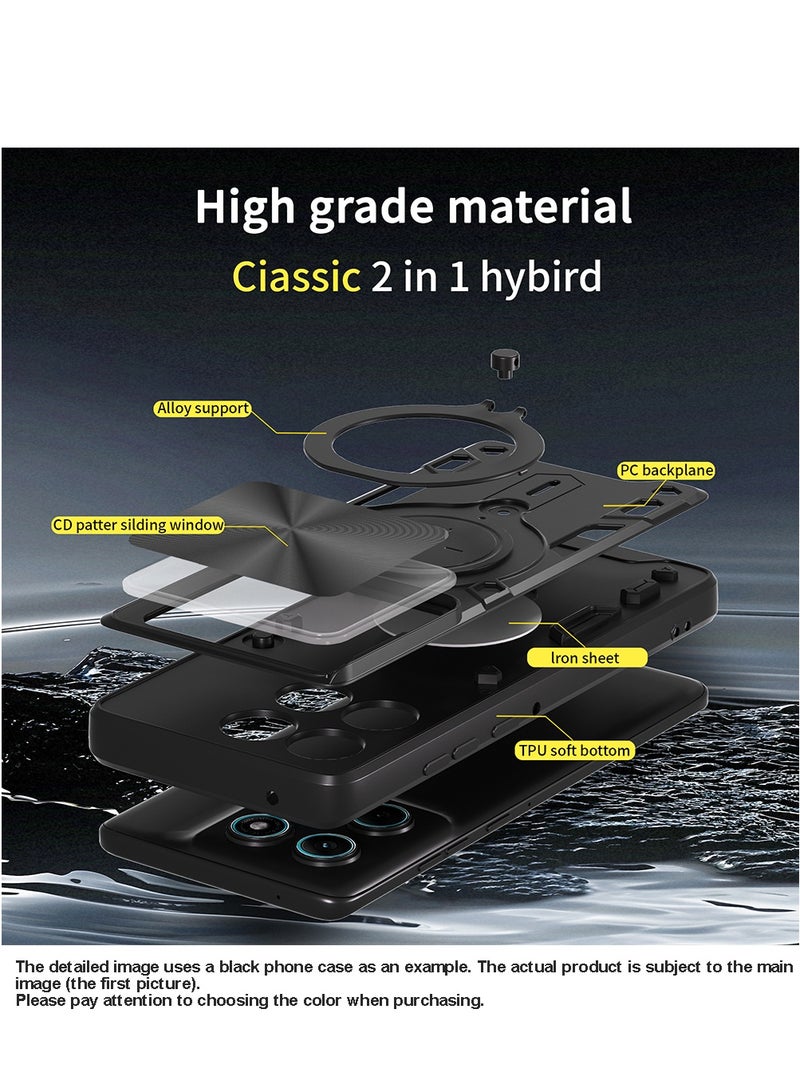 Case for Motorola Edge 60 Fushion with Sliding Camera Cover, Kickstand, PC+TPU Dual-Layer Back Cover,Rose Gold - Image 3