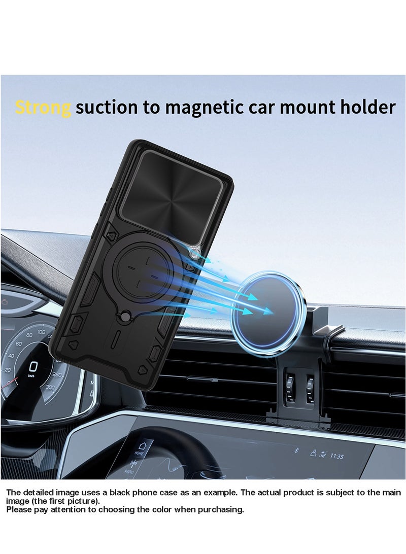 Case for Motorola Edge 60 Fushion with Sliding Camera Cover, Kickstand, PC+TPU Dual-Layer Back Cover,Rose Gold - Image 4