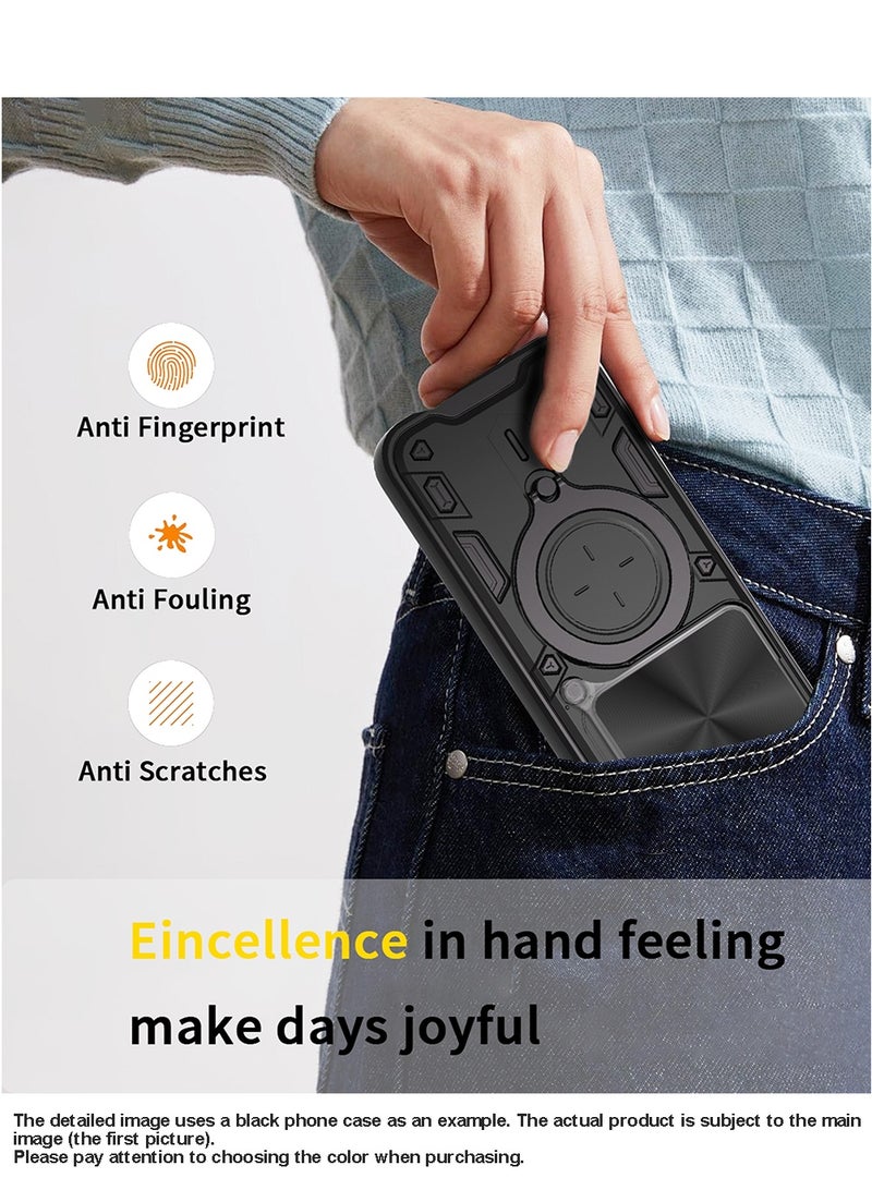 Case for Motorola Edge 60 Fushion with Sliding Camera Cover, Kickstand, PC+TPU Dual-Layer Back Cover,Rose Gold - Image 5