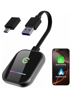 مساحة باردة محول CarPlay اللاسلكي 2025 مُحسّن، محول 2 في 1 لاسلكي CarPlay وAndroid Auto يحول CarPlay السلكي المصنعي إلى لاسلكي، محول لاسلكي CarPlay سهل التوصيل والتشغيل، متوافق مع iPhone/Android  - Image 1