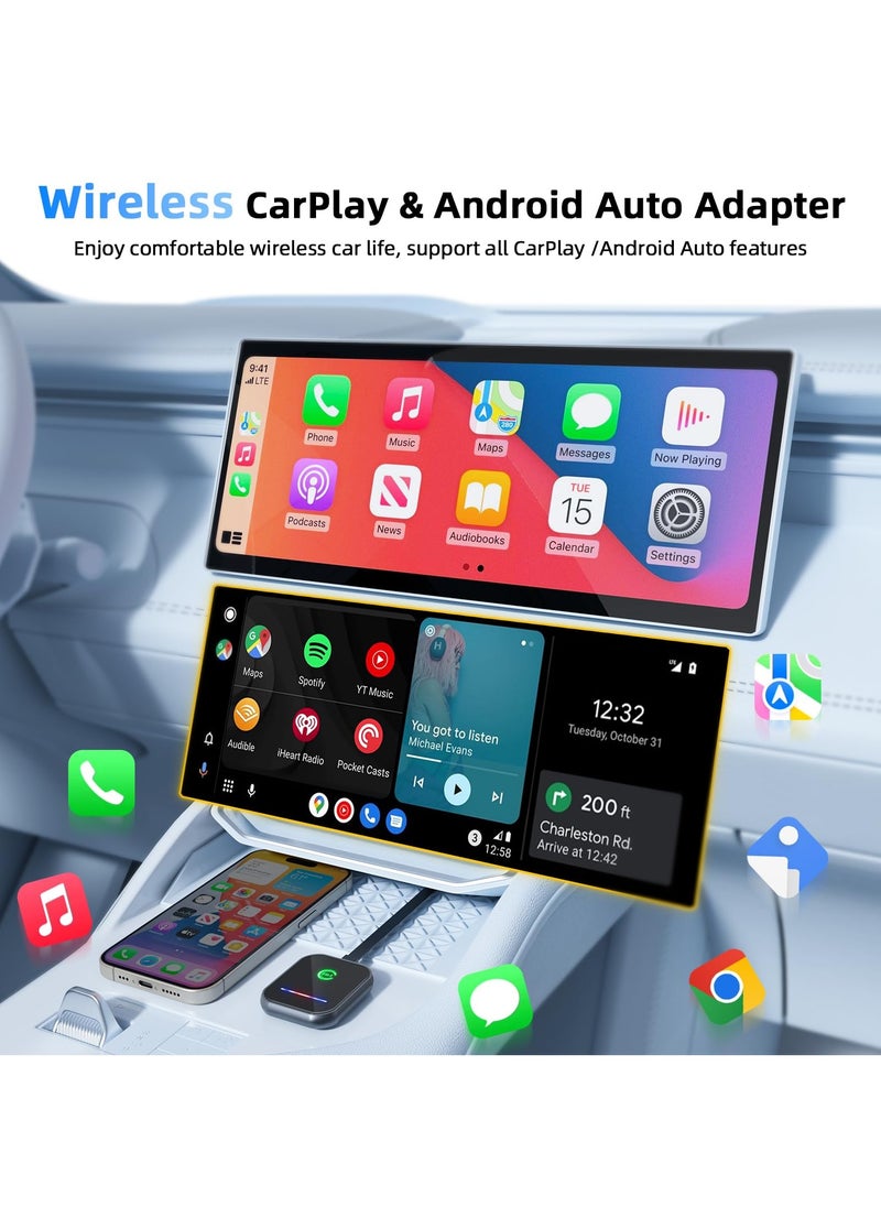 Chillspace - Wireless CarPlay Adapter 2025 Upgraded, 2 in 1 Wireless CarPlay & Android Auto Adapter Converts Factory Wired CarPlay to Wireless, Plug and Play Car Play Wireless Adapter, Compatible iPhone/Android - Image 1