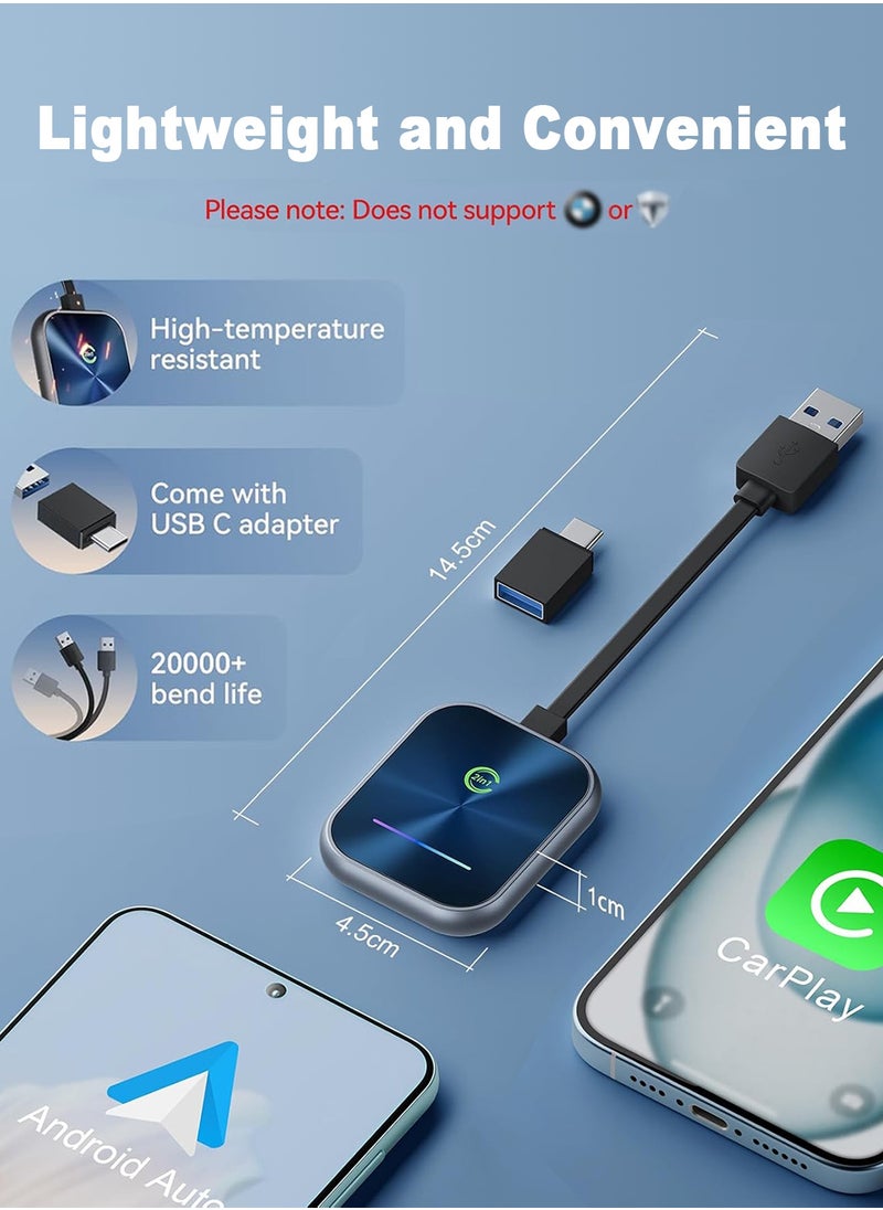 Chillspace - Wireless CarPlay Adapter New Upgraded, 2 in 1 Wireless CarPlay & Android Auto Adapter Converts Factory Wired CarPlay to Wireless, Plug and Play Car Play Wireless Adapter, Compatible iPhone/Android - Image 1