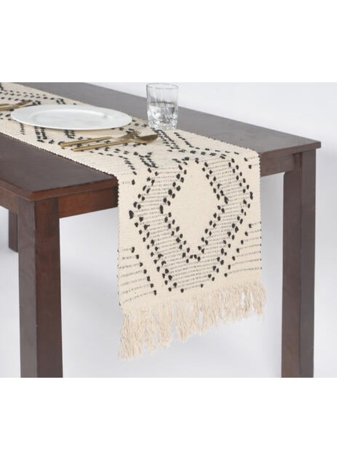 Handwoven Cotton Table Runner in Cream