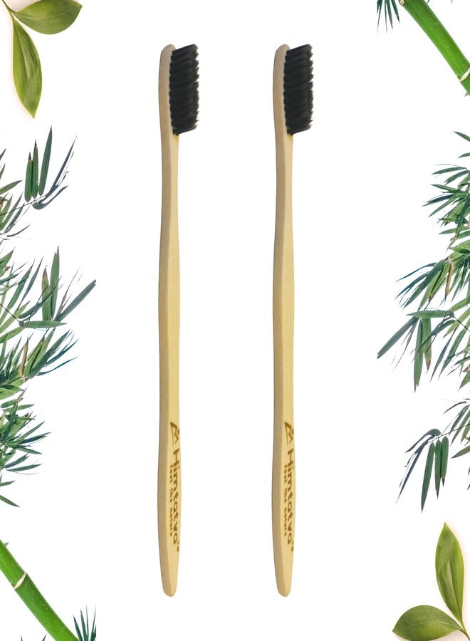 Himtatva Organic Bamboo Toothbrush I for Adults - 19 CMs I Pack options of 2, 3 and 4 I Eco-Friendly I Degrades within 3-6 months I Keeps your Teeth and Planet Clean (Adults - 19 CMs) (2) - Image 1